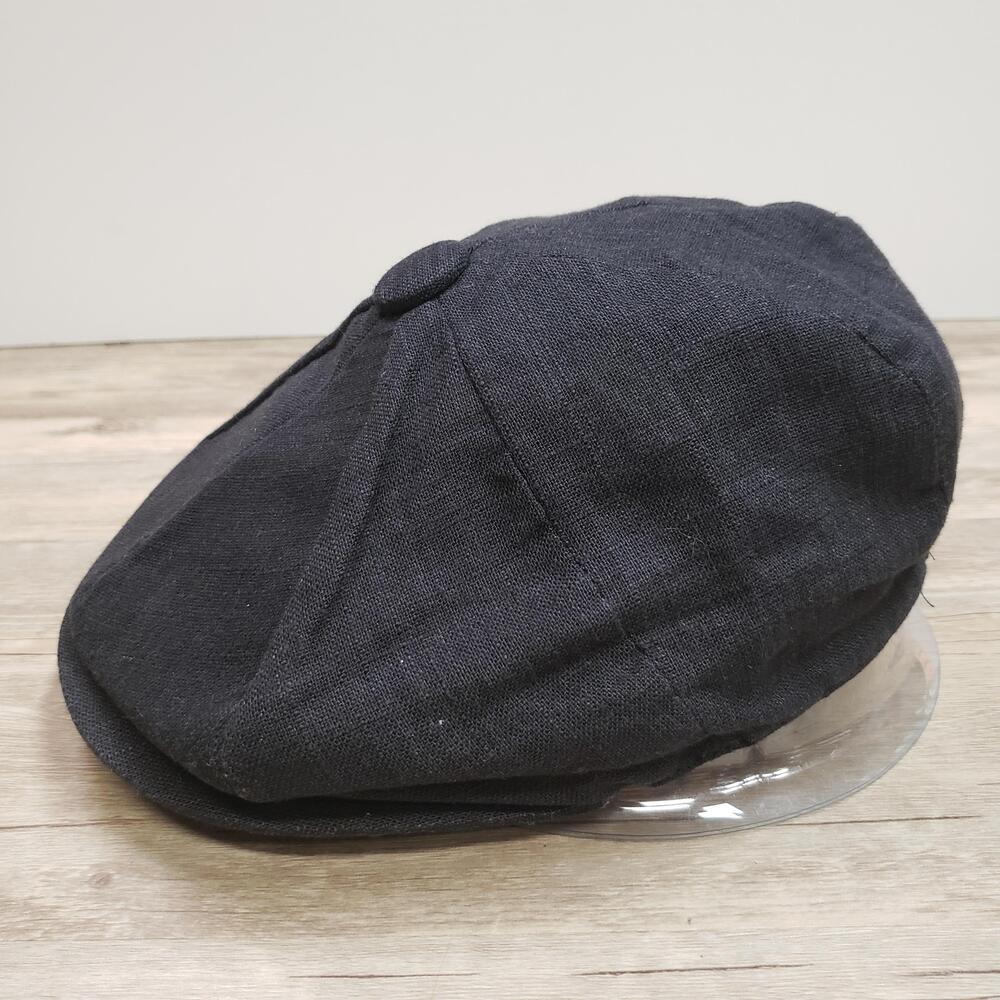 Epoch Hats Company Hat Cap Newsboy Black Linen Paisley Lined One Size Mens